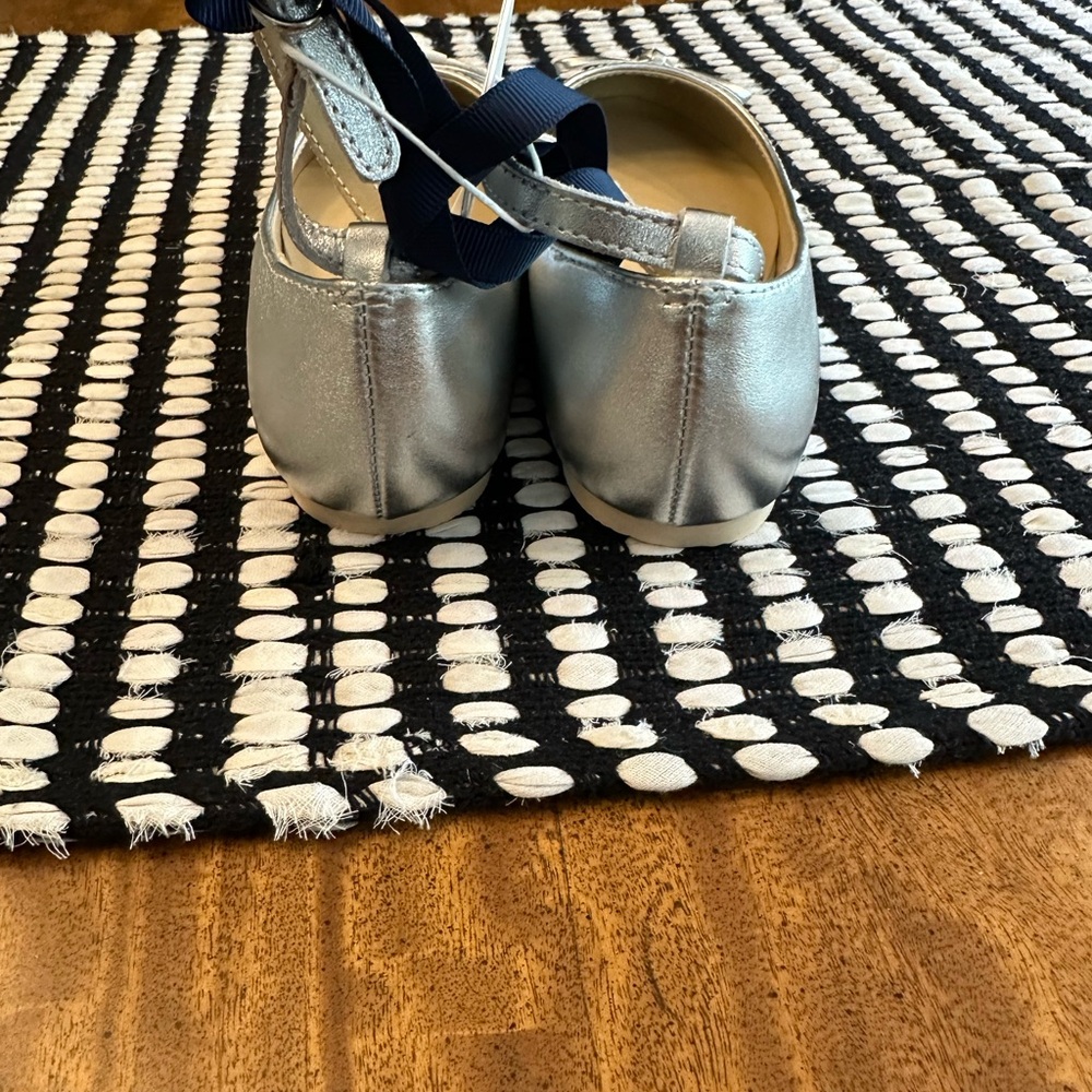 JANIE and JACK METALLIC ANKLE STRAP BOW BALLET FLAT - Picture 10 of 12